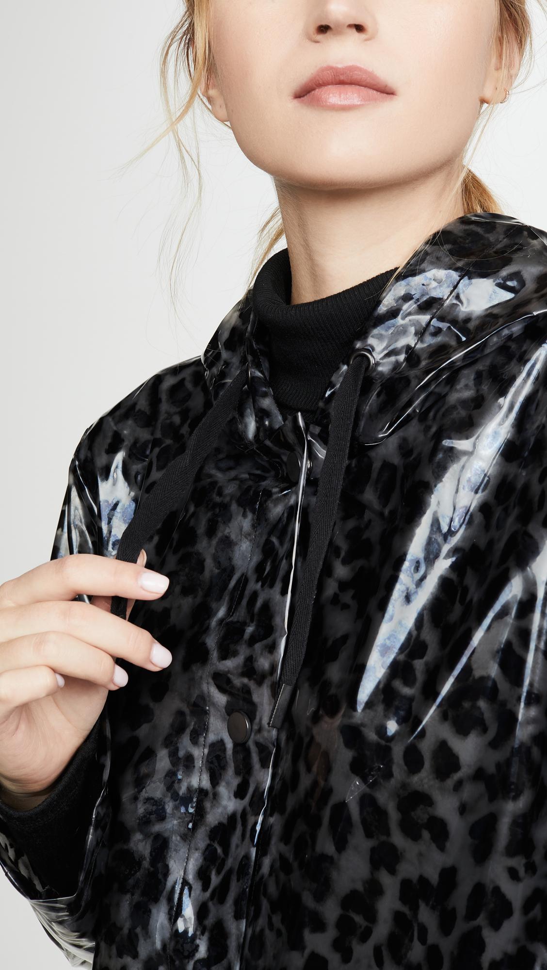 Black shop leopard coat