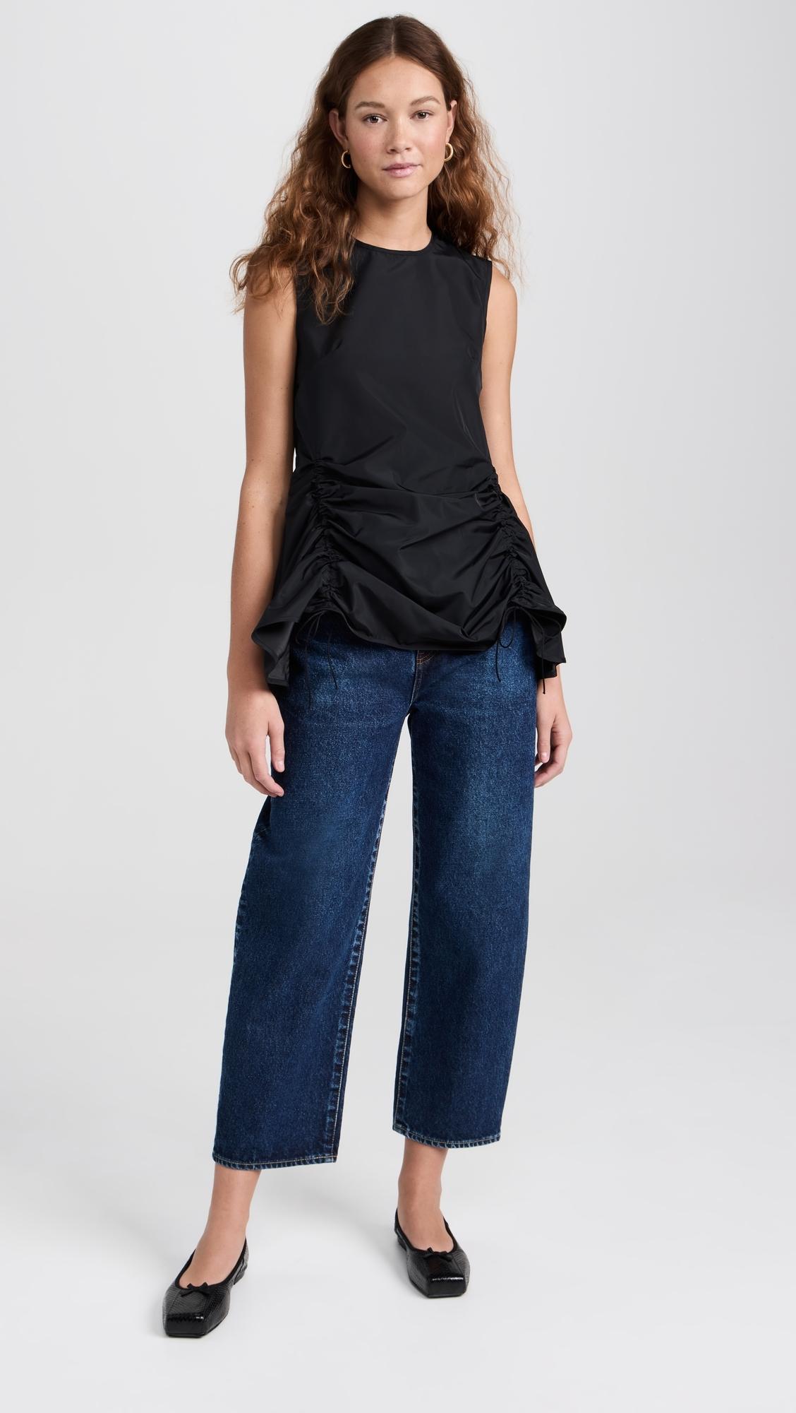 Cecilie Bahnsen Unika smocked faille top - Black
