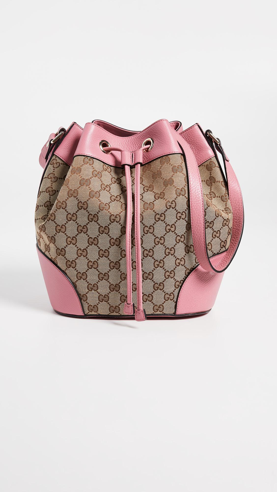 What Goes Around Comes Around Gucci Canvas Classic Bucket Bag in Pink | Lyst