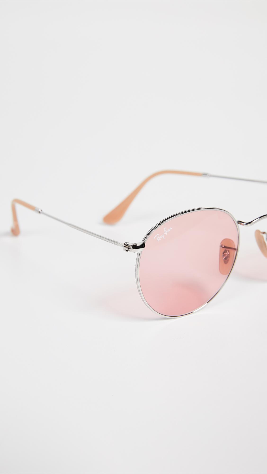 Ray-Ban Rb3447 Round Metal Evolve Sunglasses in Silver/Pink (Pink) - Lyst