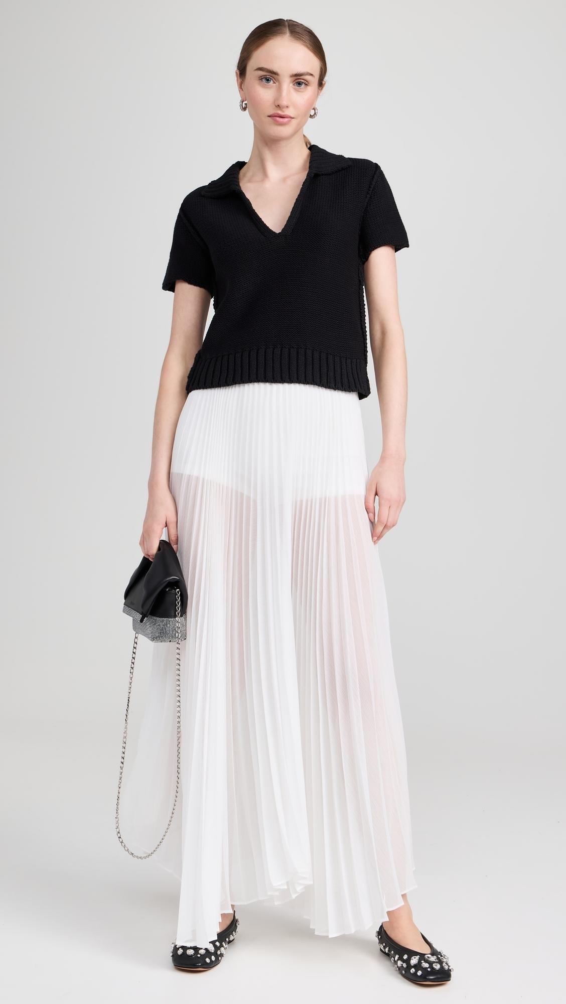 Alice + Olivia Katz Sunburst Pleated Maxi Skirt W/ Hot Pants