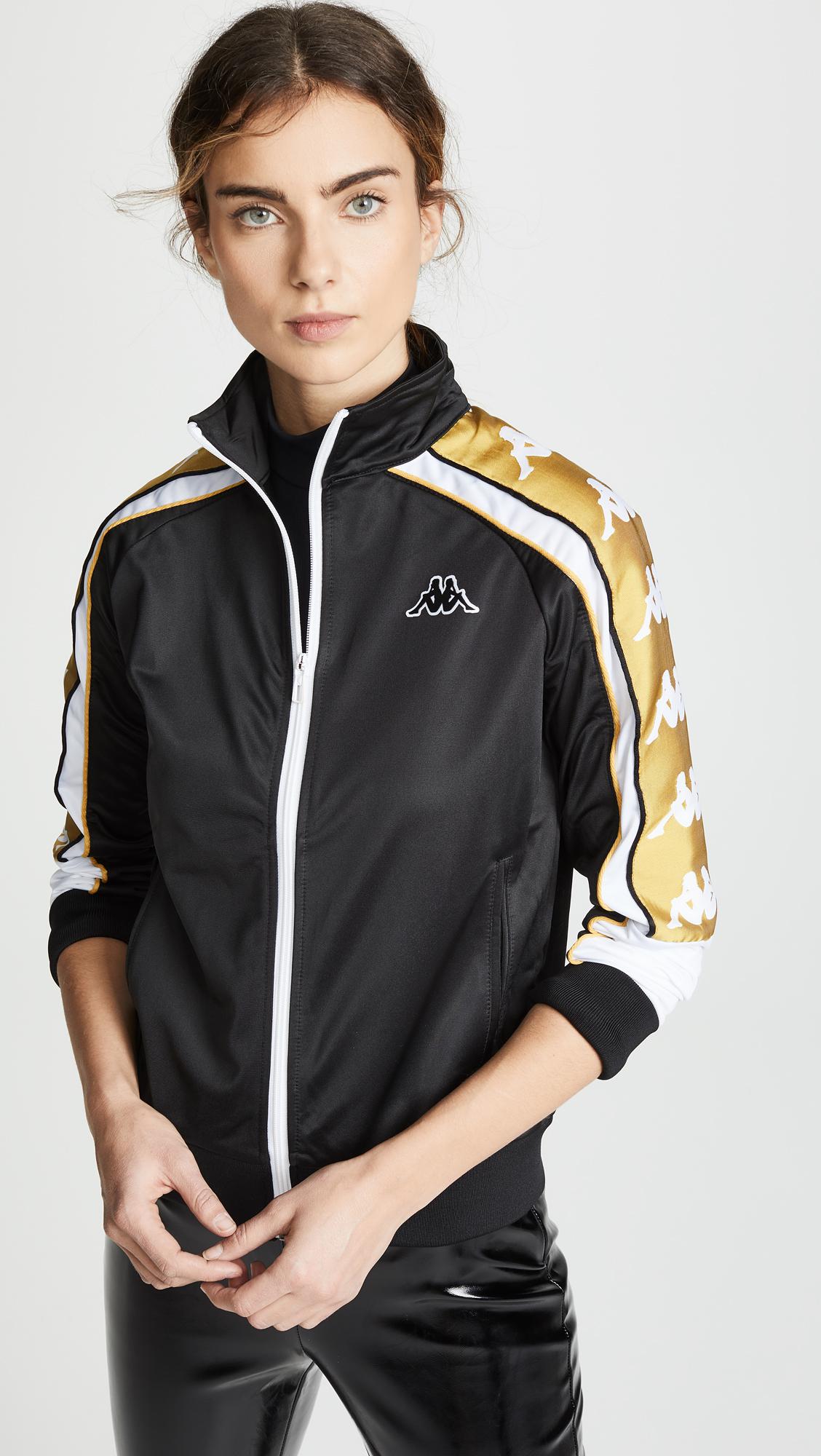 Download Kappa Synthetic Banda Track Jacket in Black/White/Yellow ...