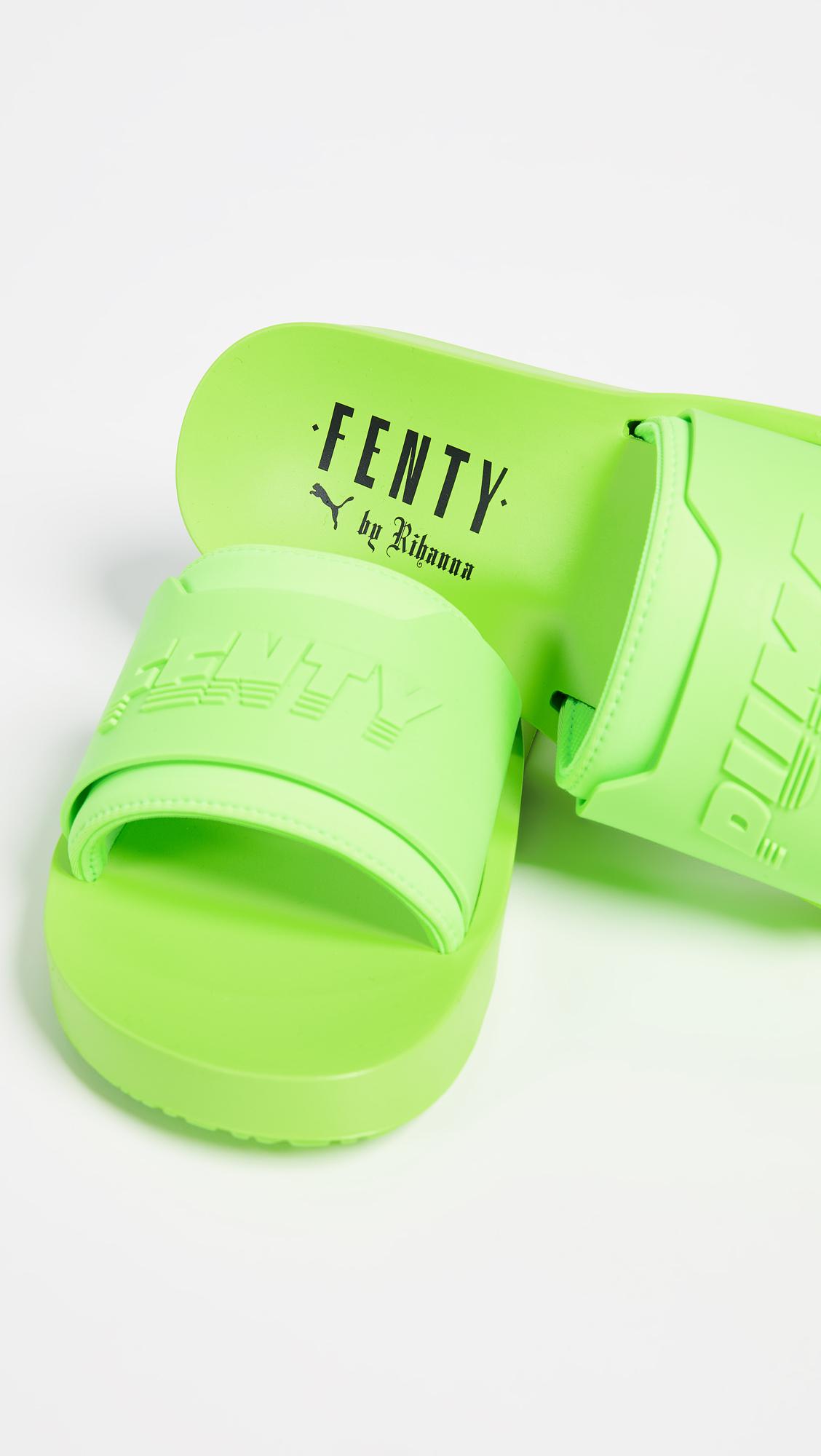 green fenty puma slides