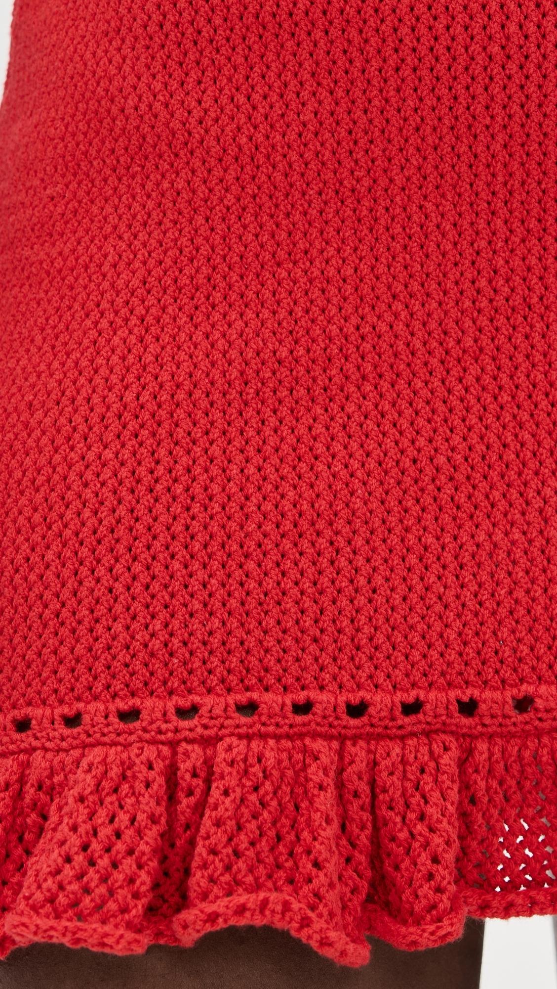 guizio crochet halter mini dress GUIZIO Crochet Halter Mini Dress in Red