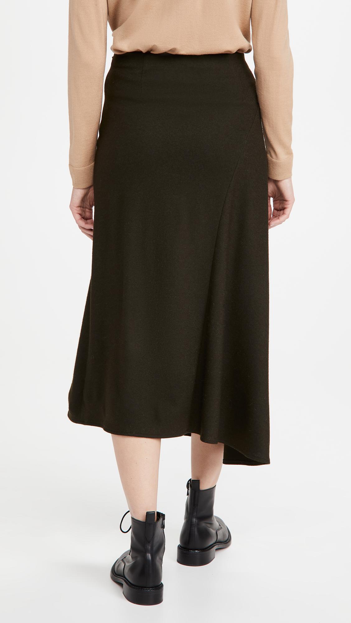 Vince Wool Cozy Asymmetric Skirt in Antique Olive (Black) - Lyst