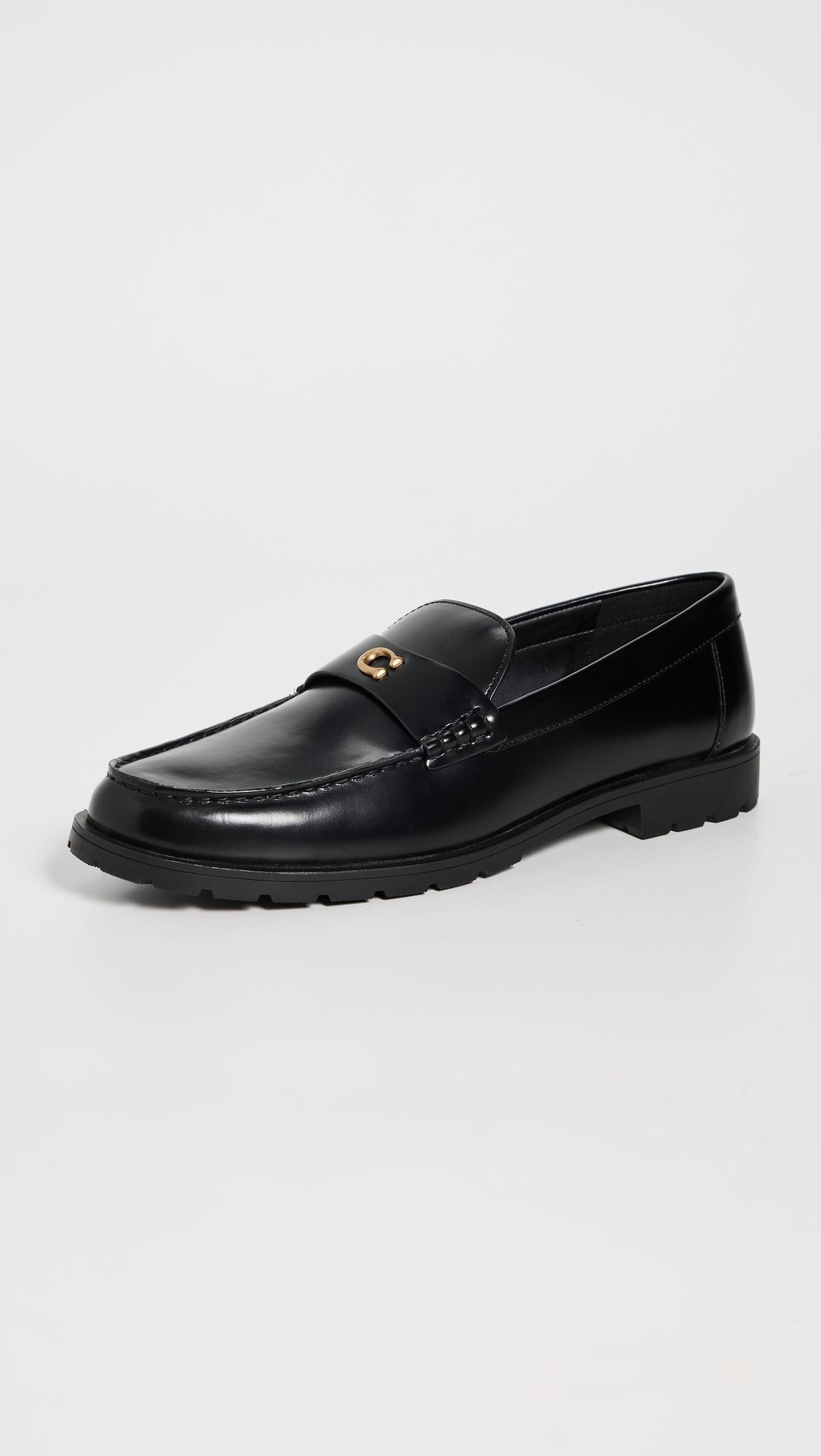 CoachコーチJocelyn Crinkle Leather Logo Loafersローファー Jocelyn Loafer