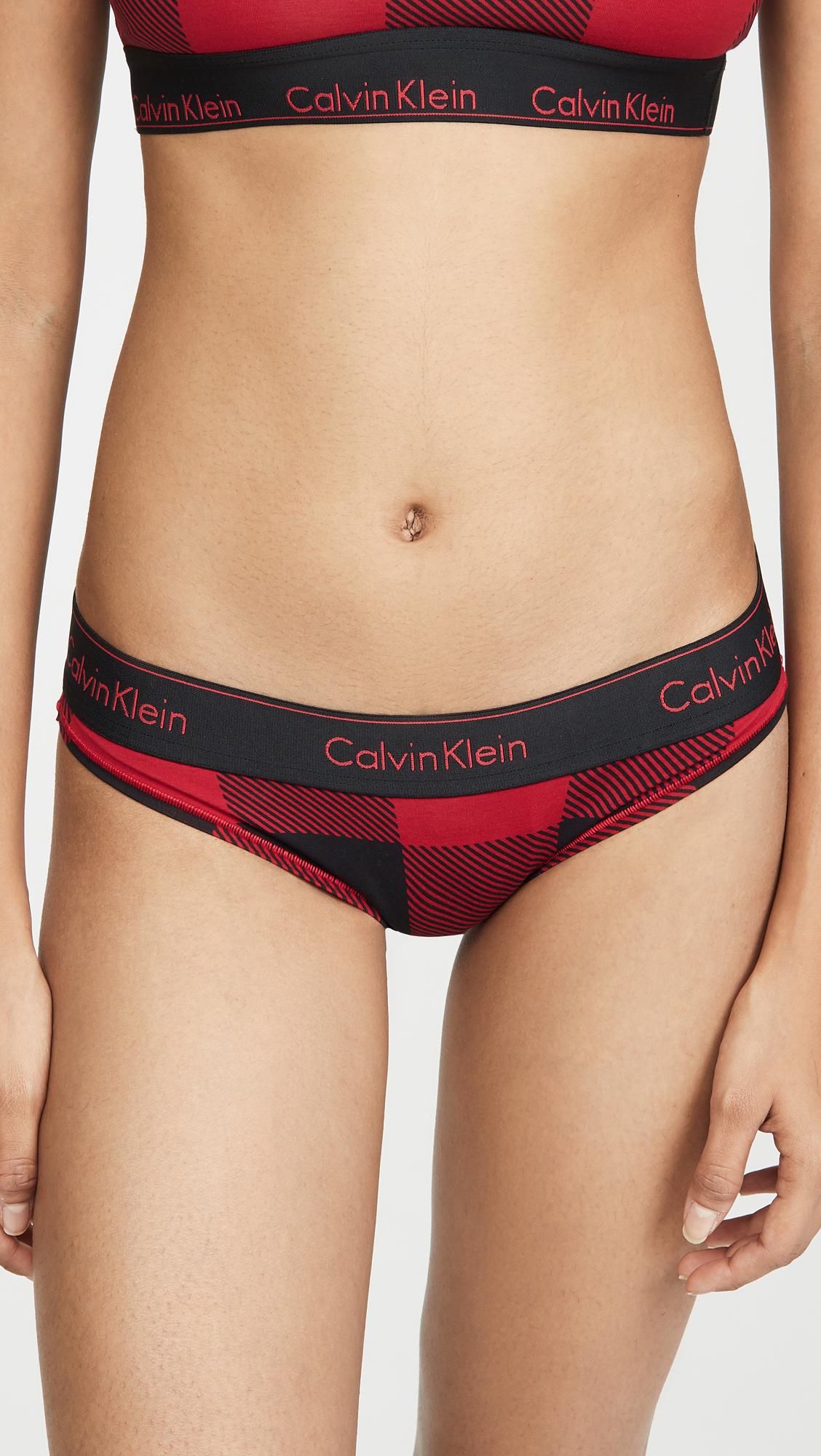 Calvin Klein Modern Cotton Buffalo Plaid Bikini Panties in Red | Lyst