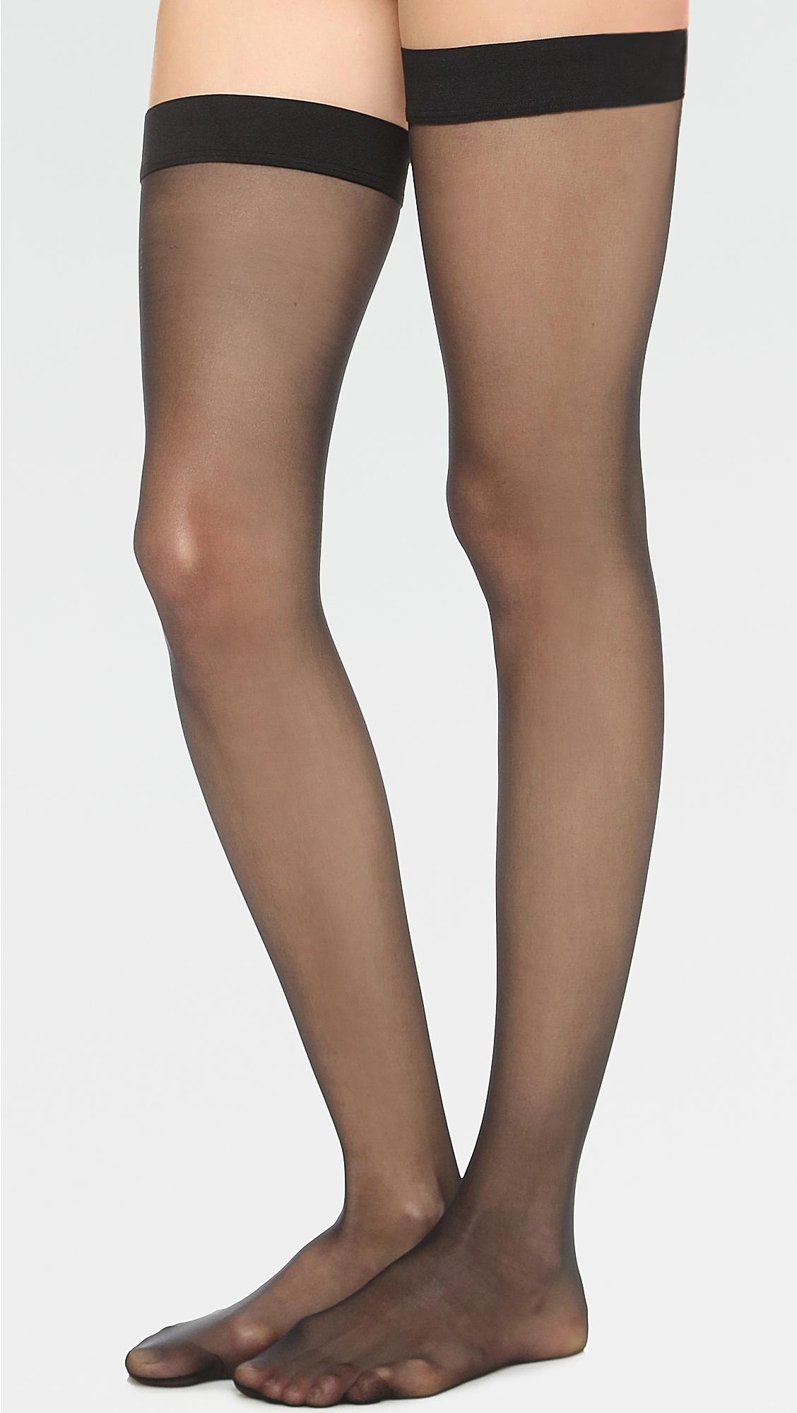 Wolford Synthetic Individual 10 Stay Up Tights in Black Lyst