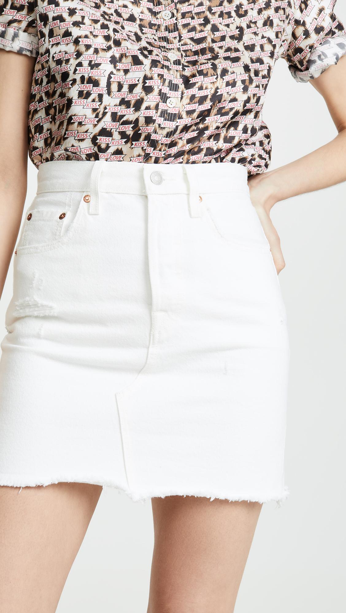 Levi's Denim Deconstructed Skirt in White - Lyst