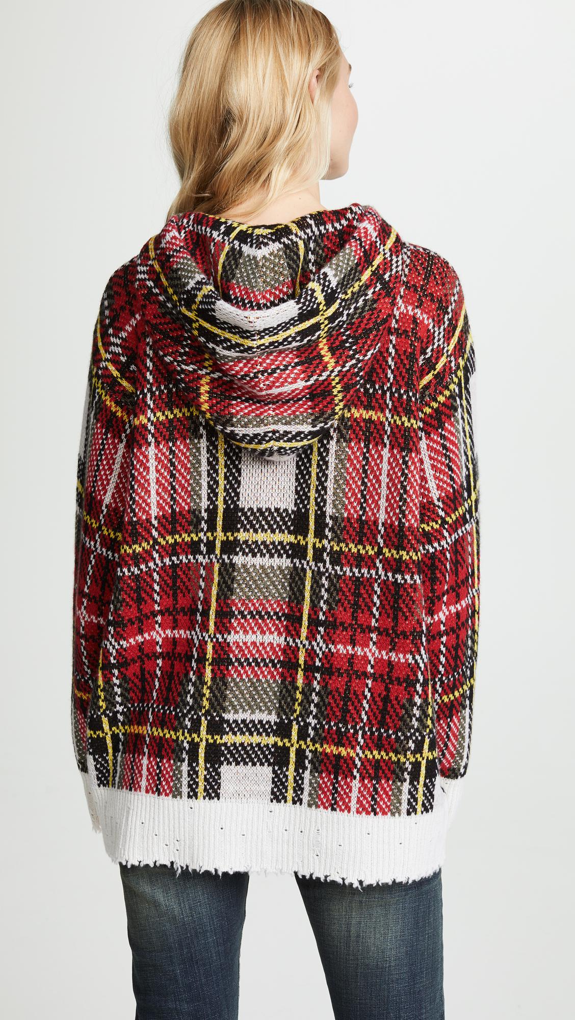 R13 Cashmere Plaid Check Hoodie in Red Lyst