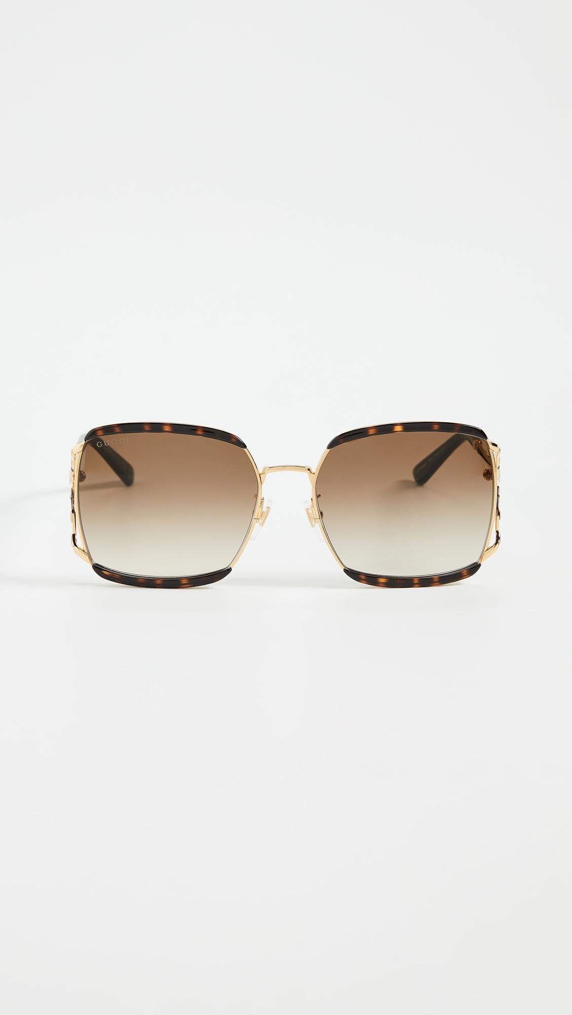 Gucci Fork Square Sunglasses in Brown - Save 58% | Lyst