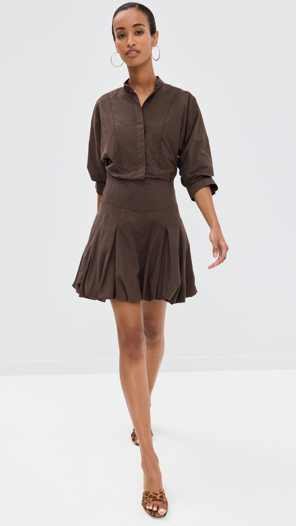 Jonathan Simkhai Effie Bubble Mini Dress in Brown | Lyst