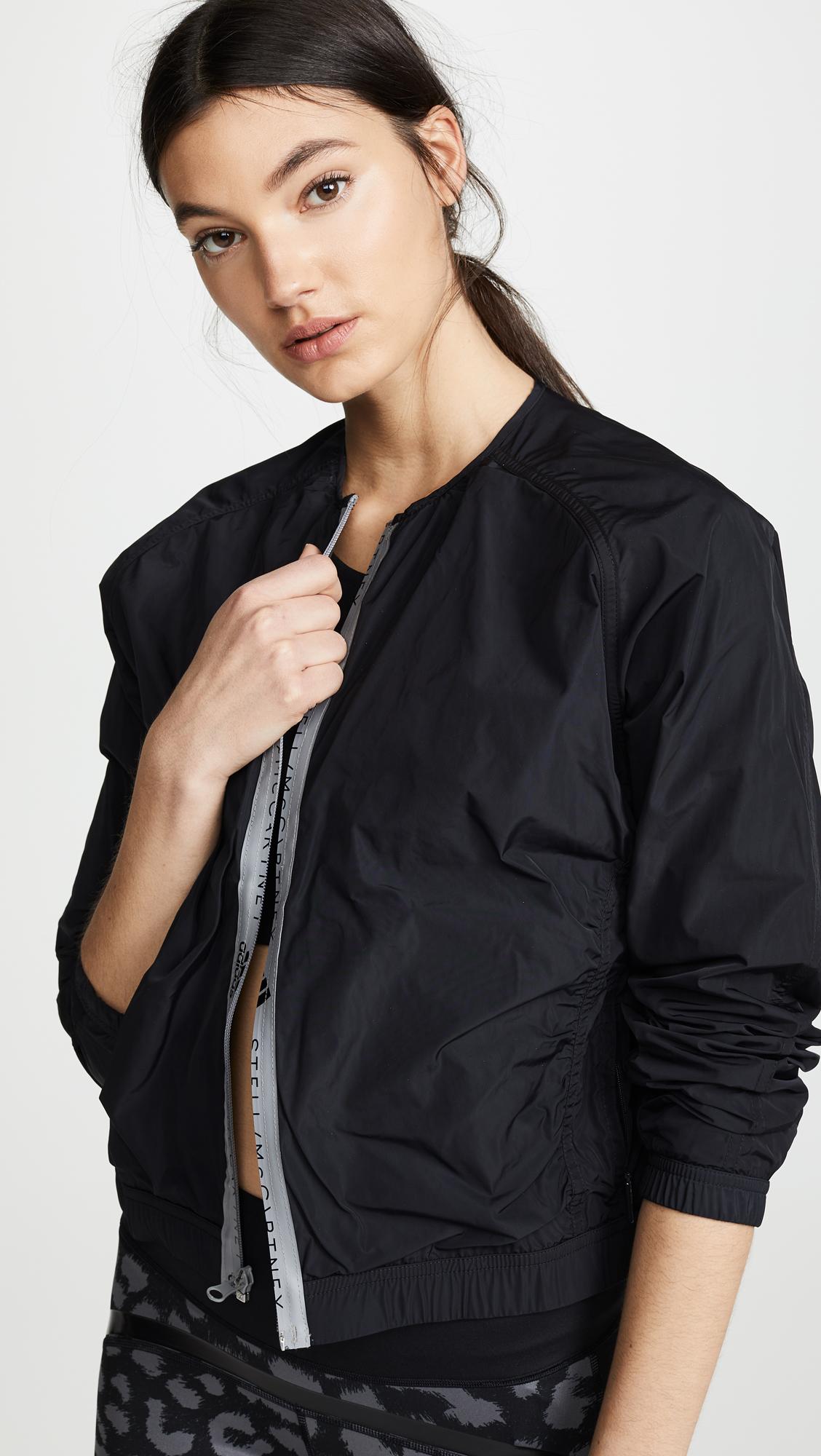 adidas By Stella McCartney Synthetic Bomber Jacket in Black | Lyst