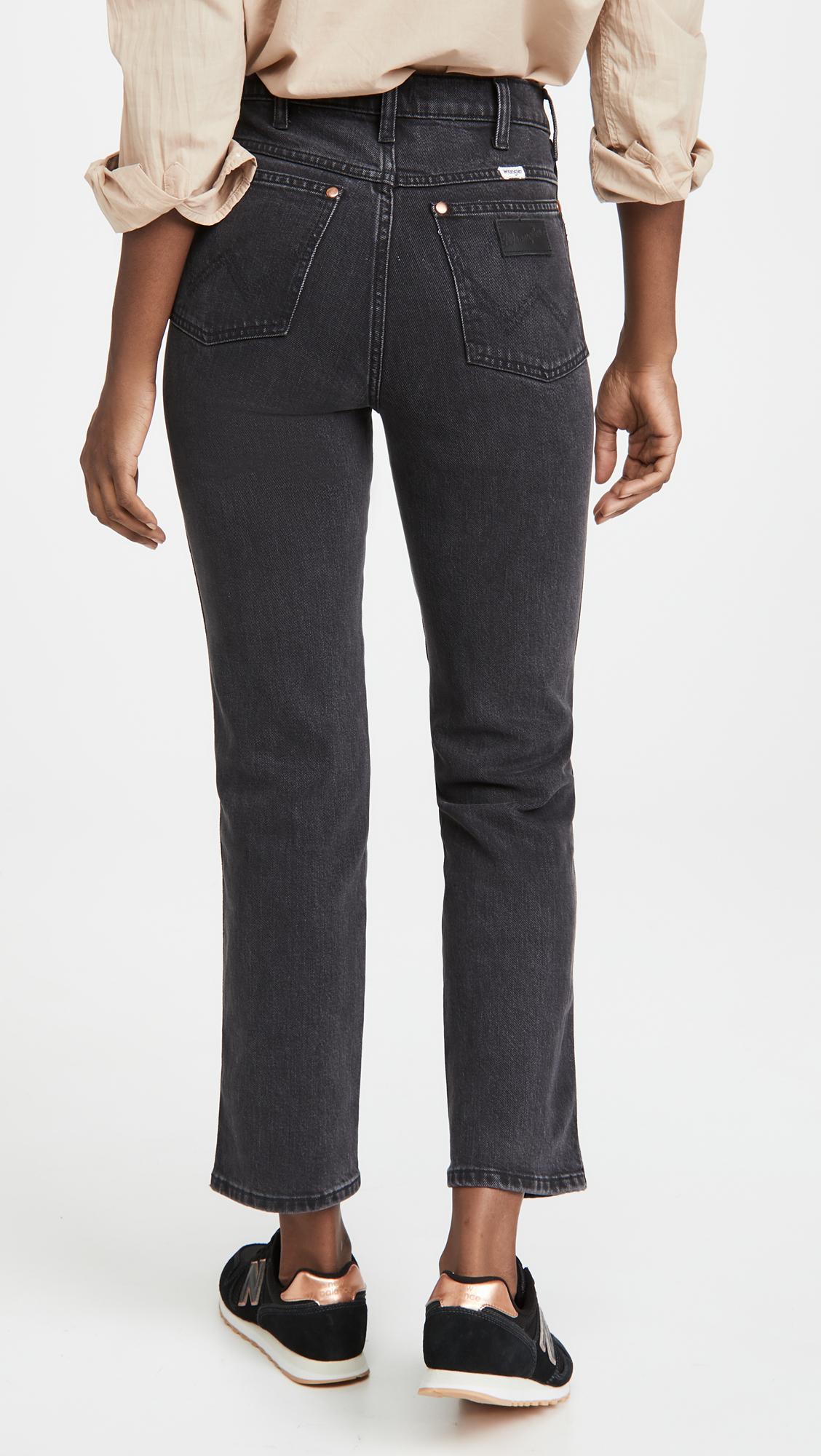 Wrangler Wild West High Rise Straight Jeans in Black | Lyst