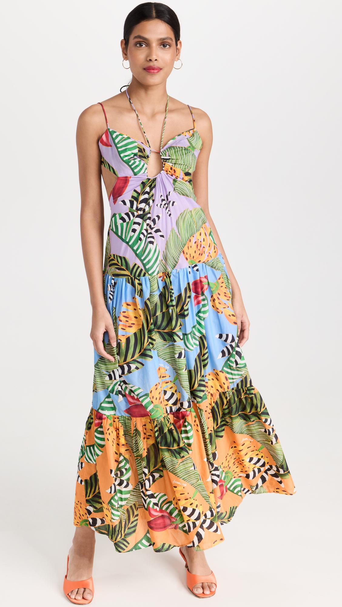 FARM Rio Mixed Striped Bananas Maxi Dress | Lyst