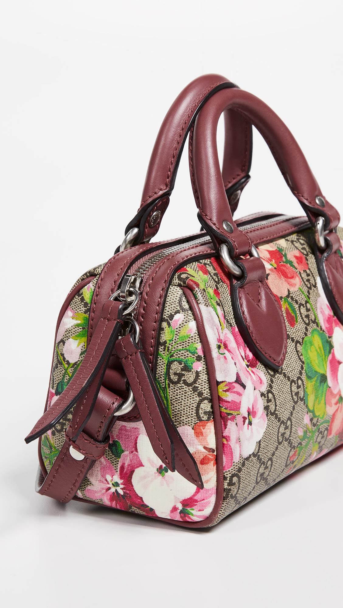 What Goes Around Comes Around Canvas Gucci Pink GG Blooms Boston Mini Bag - Lyst