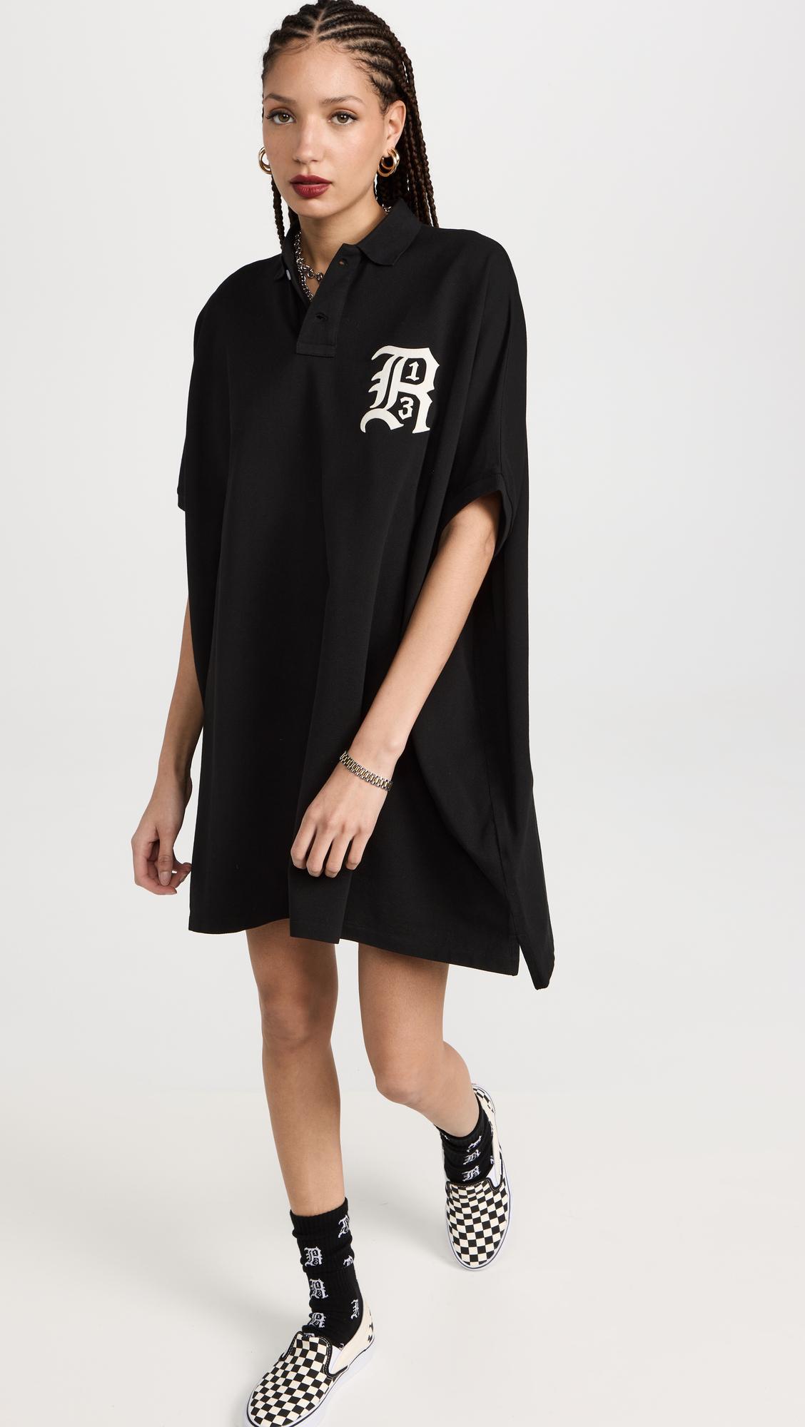 R13 Logo Polo Shirt Dress in Black | Lyst