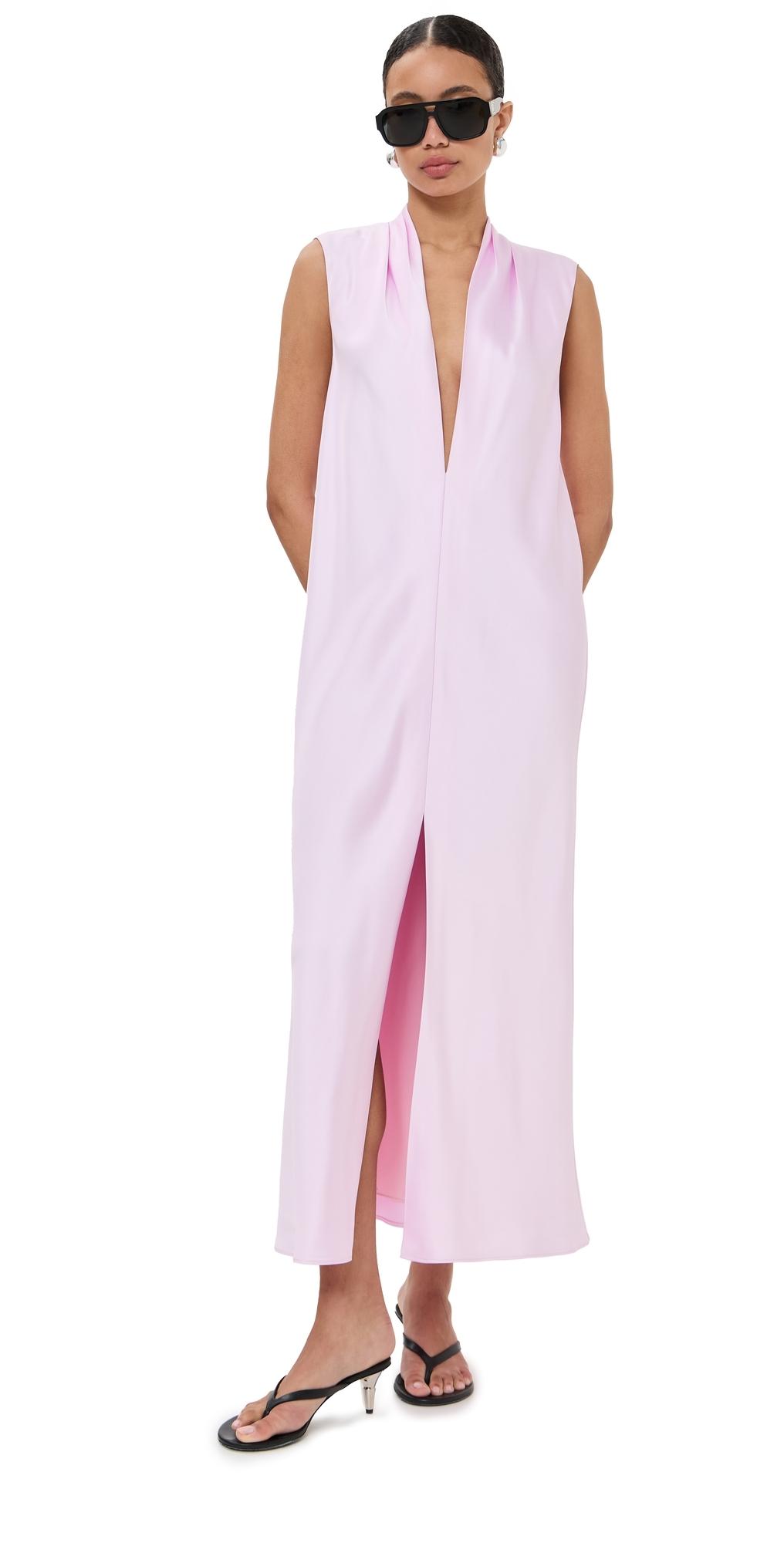 Brandon Maxwell The Daphne Plunge Neckline Caftan Dress in Pink | Lyst
