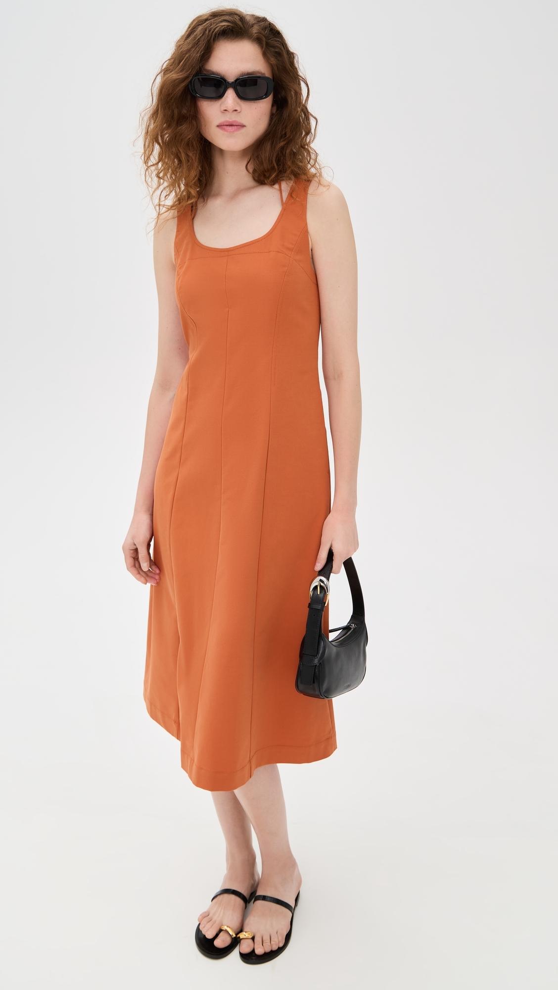 vince orange dress Sleeveless Drape-Neck Silk Wrap Dress in Vince Products Women