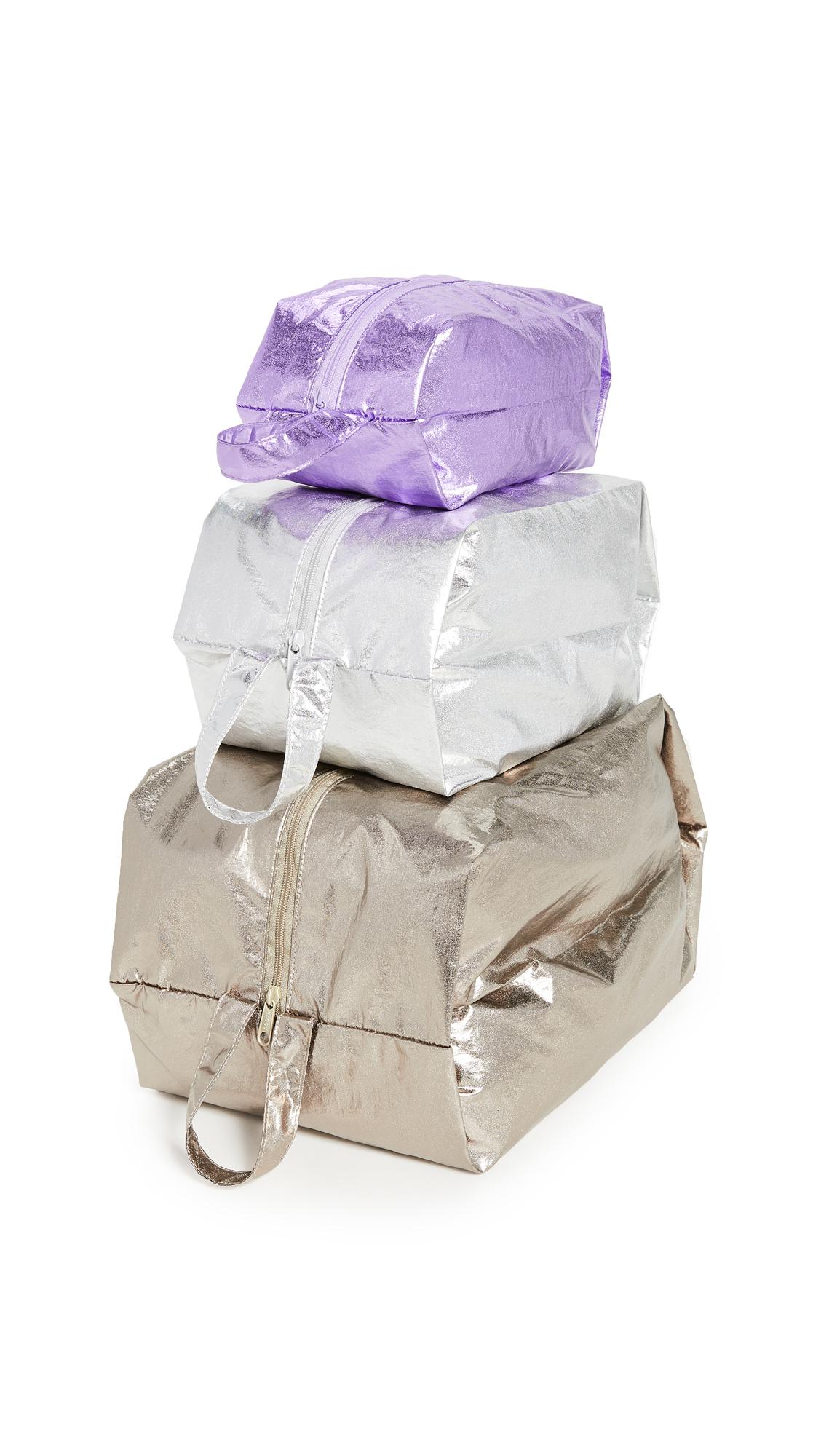 BAGGU 3d Zip Set in Metallic Lyst