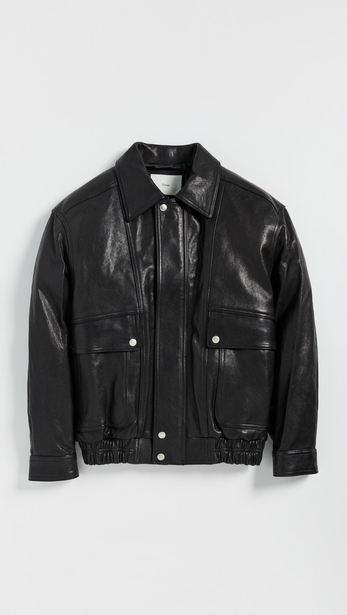 DUNST Oversized Vintage Leather Blouson Jacket in Black | Lyst