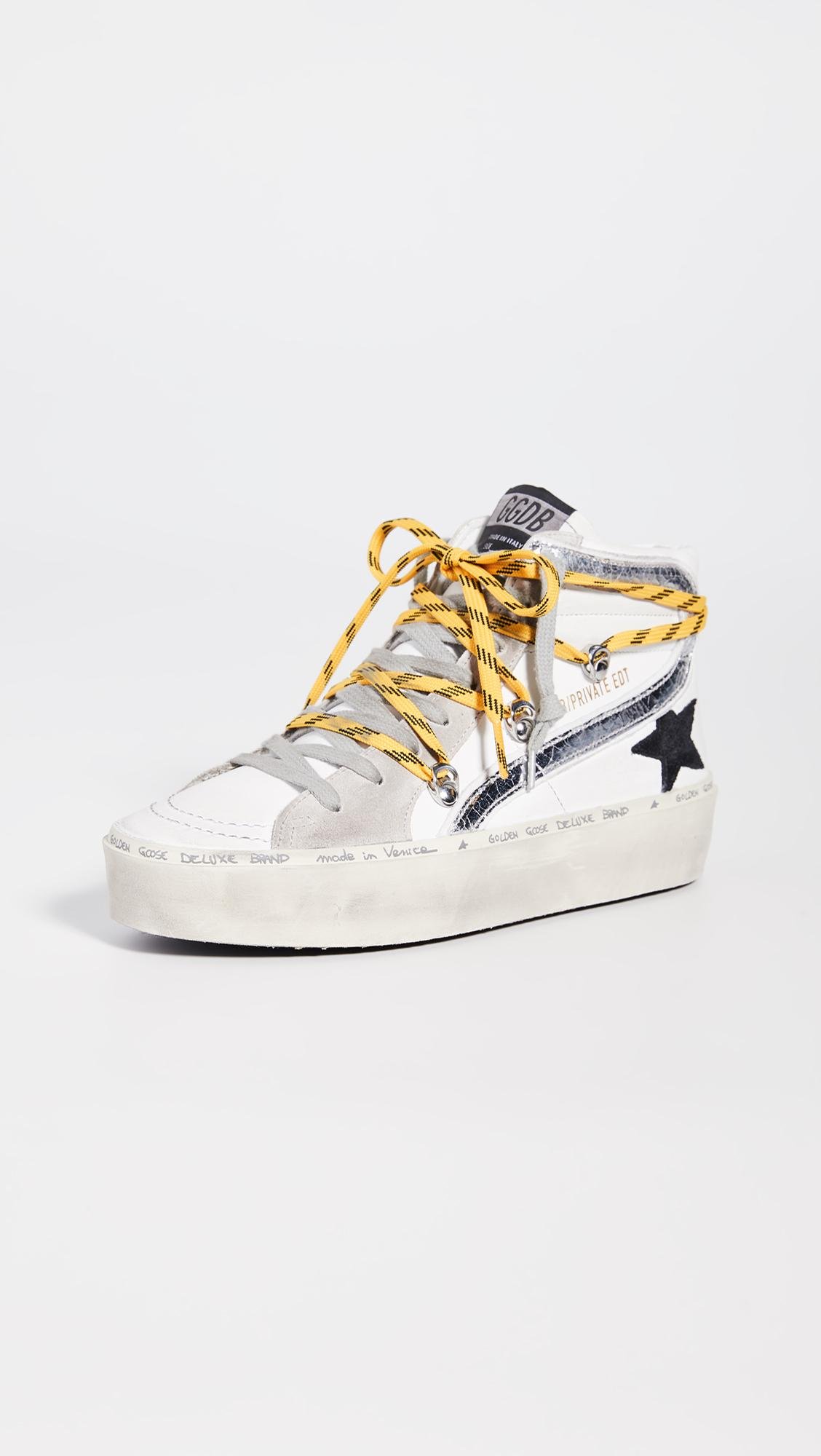 Golden Goose Leather Hi Slide Sneakers in White Yellow (White) - Lyst