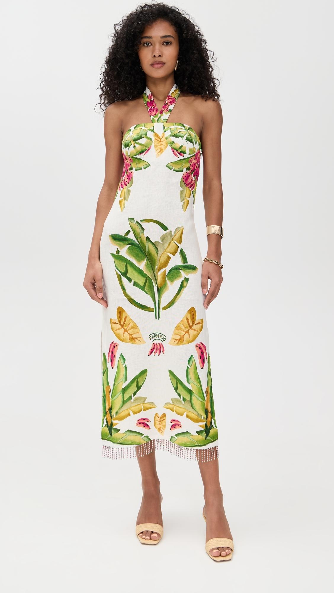 FARM Rio Summer Foliage Scarf Midi Dress | Lyst FARM Rio Summer Foliage Scarf Midi Dress | Lyst
