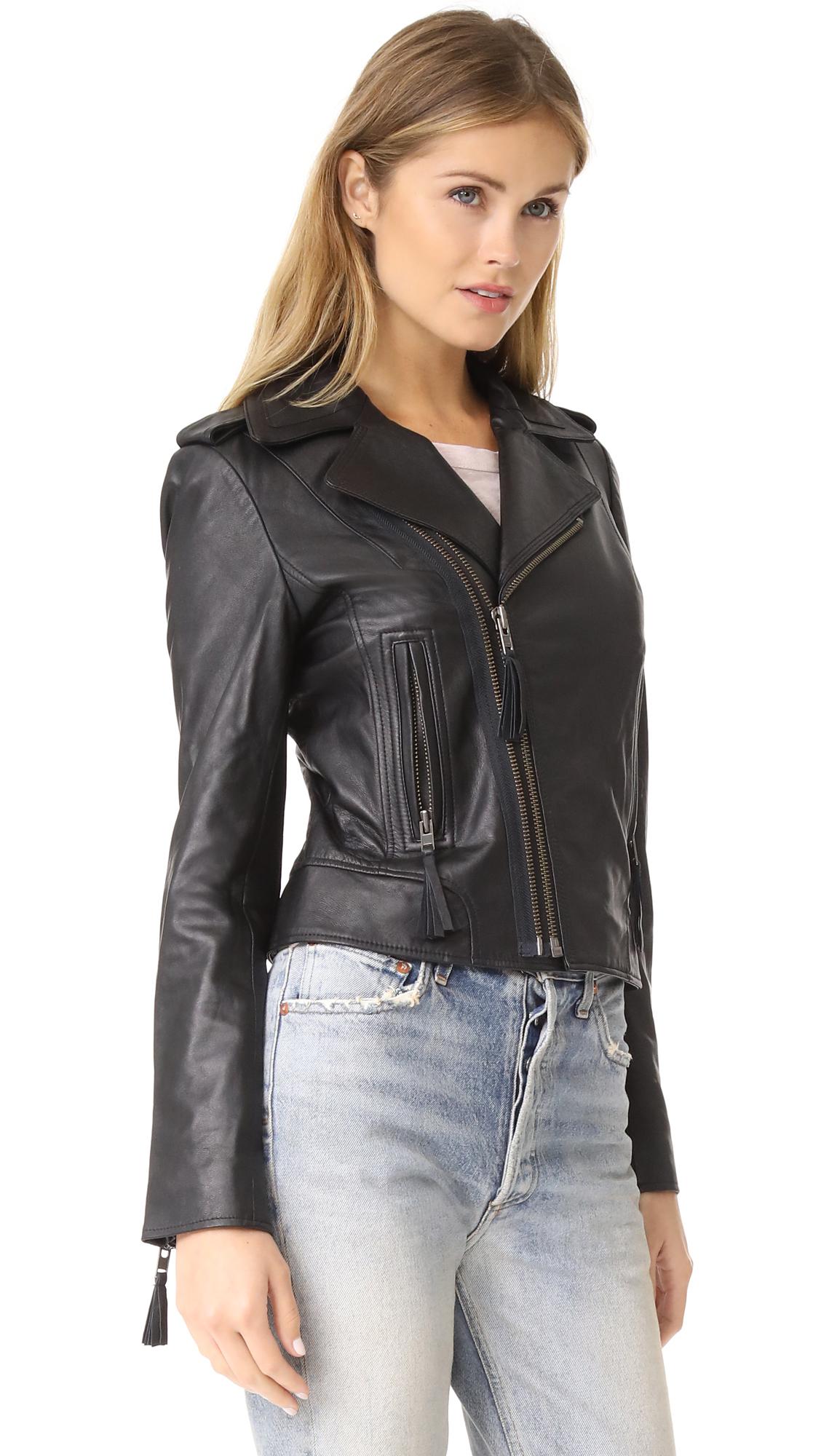 joie black leather jacket
