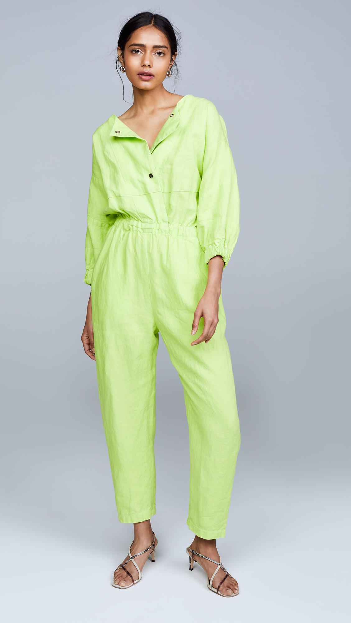 Rachel Comey Linen Holt Jumpsuit in Lime (Green) - Lyst