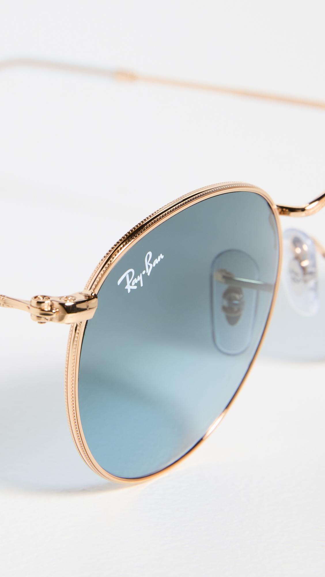 Ray-Ban 0rb3447 Round Metal Sunglasses in Blue | Lyst