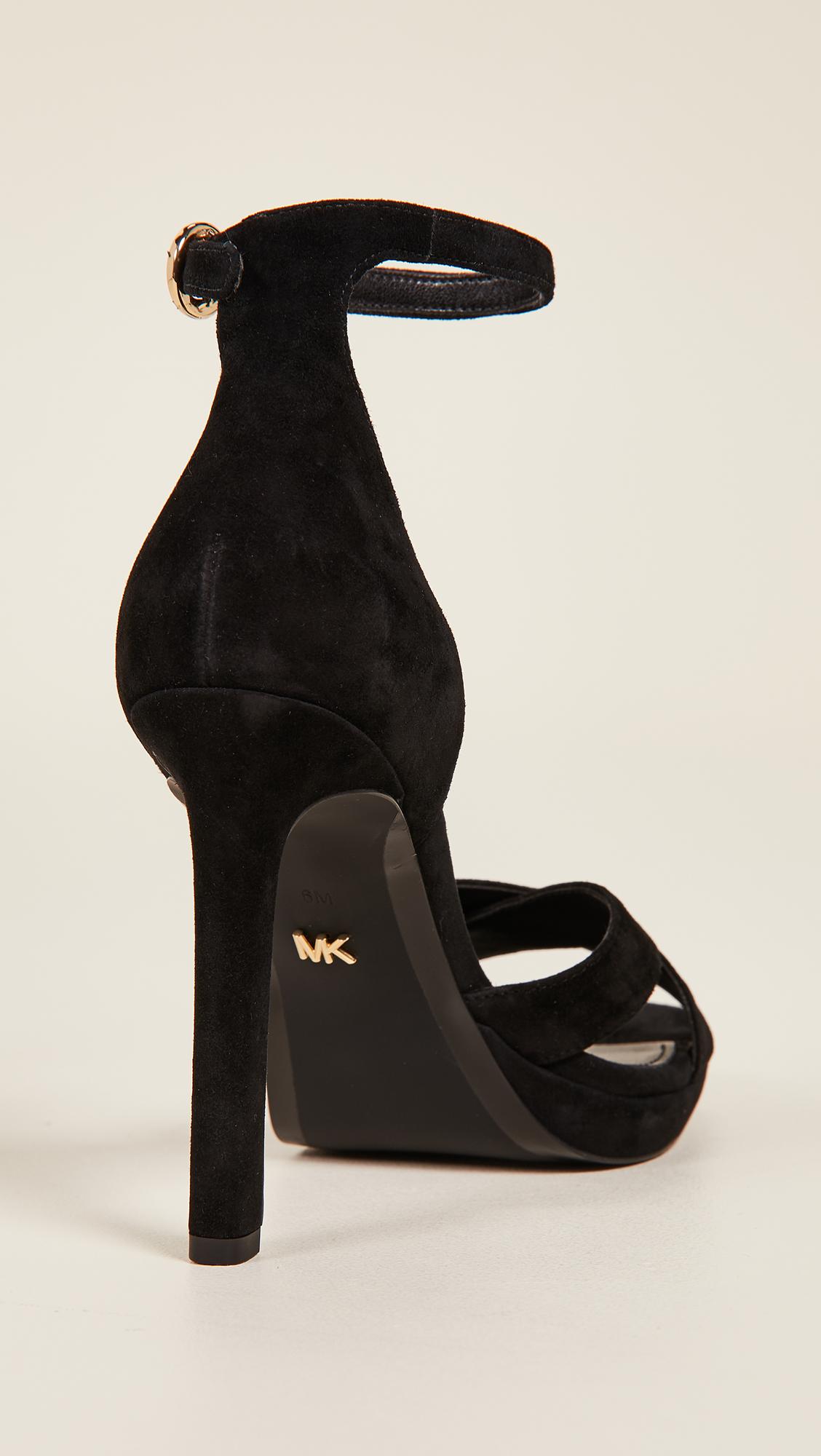 MICHAEL Michael Kors Alexia Ankle Strap Sandals in Black | Lyst