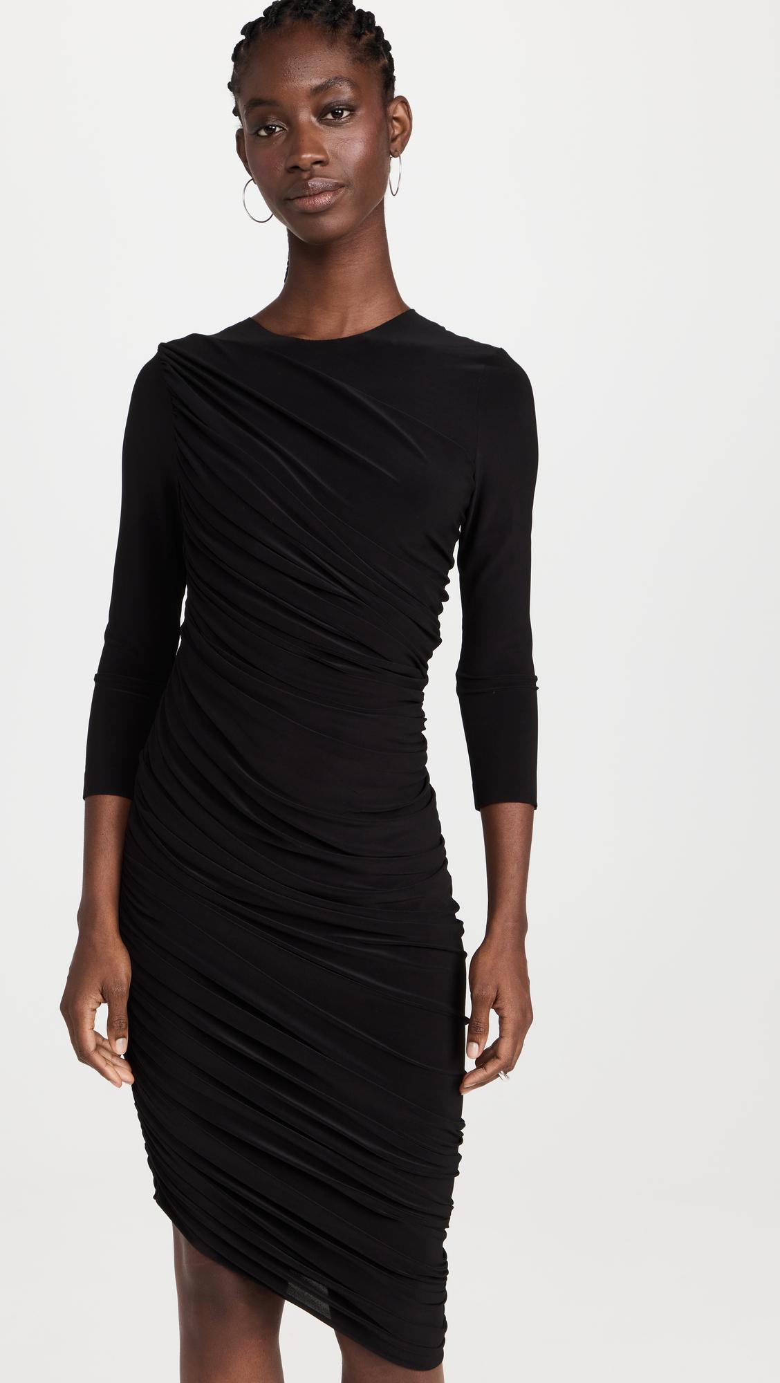 Norma Kamali Long Sleeve Diana Mini Dress in Black | Lyst