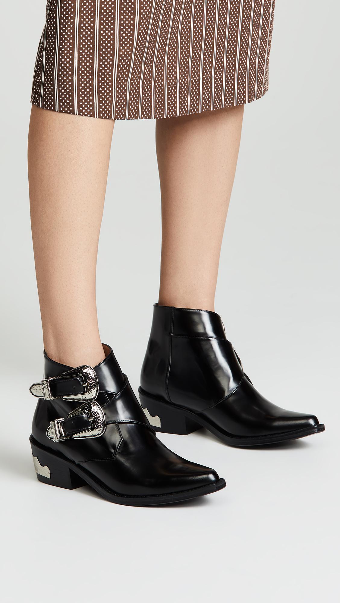 Toga Two Band Buckle Boots in Black | Lyst