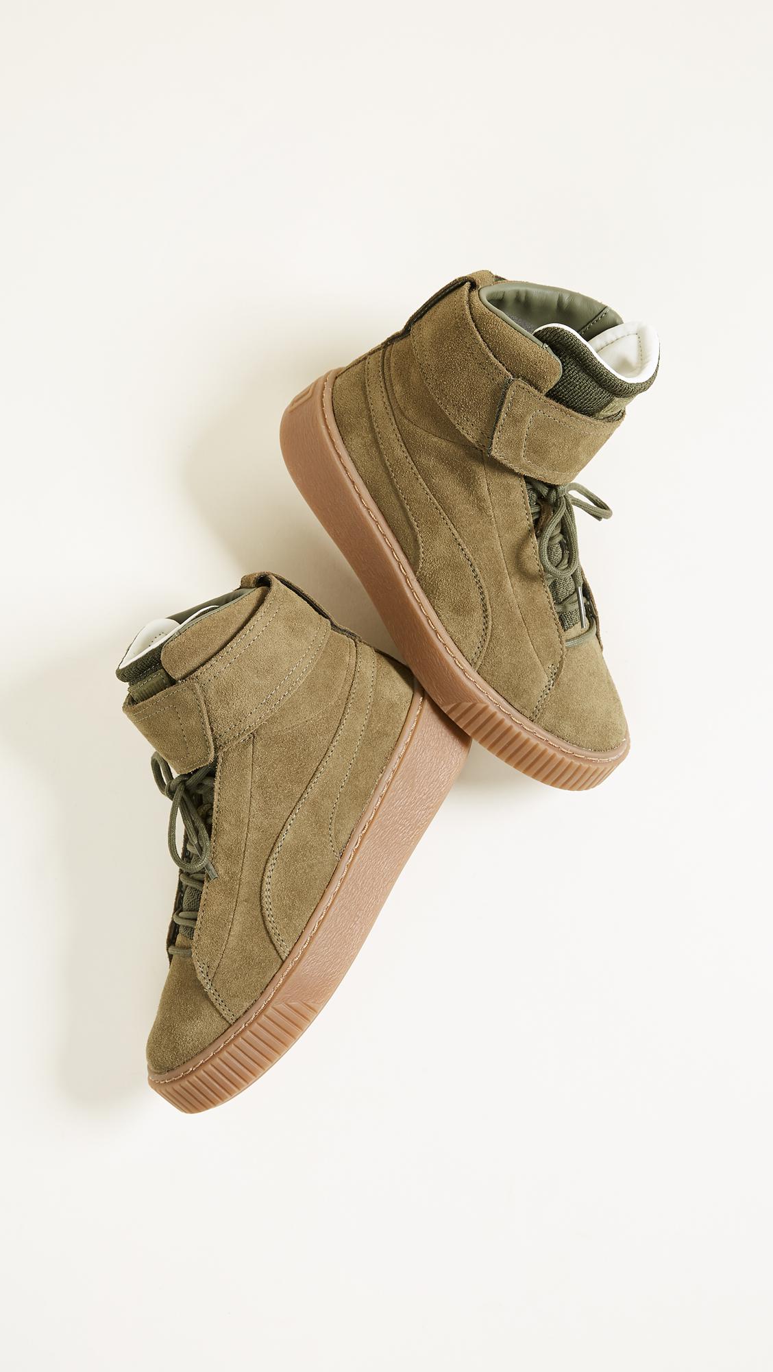 PUMA Suede Platform Mid Ow Sneakers in Olive Night/Olive Night (Green) |  Lyst