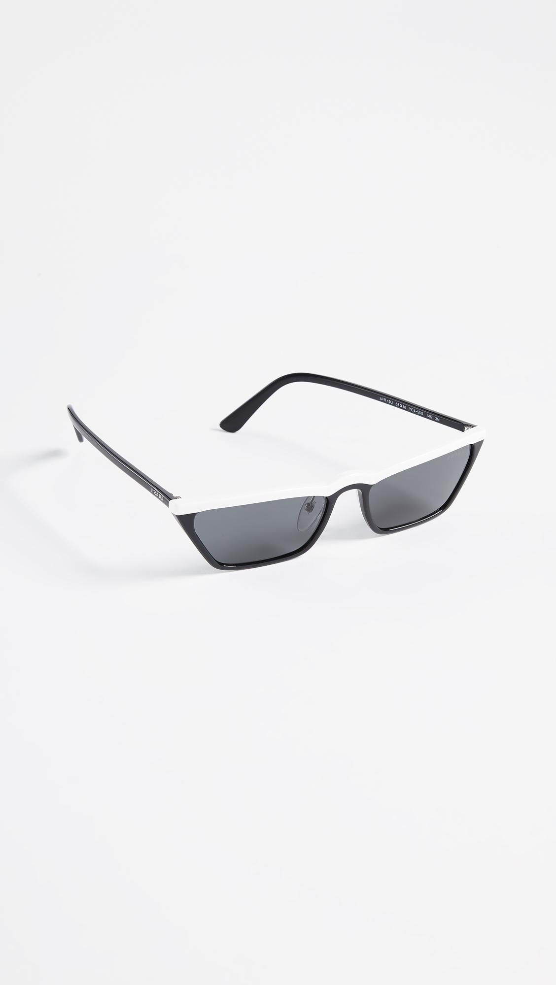 Prada Pr19us Ultravox Skinny Narrow Sunglasses in Gray | Lyst
