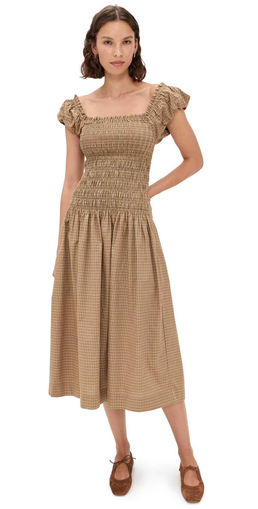 wayf smocked midi dress WAYF Nina Smocked Midi Dress