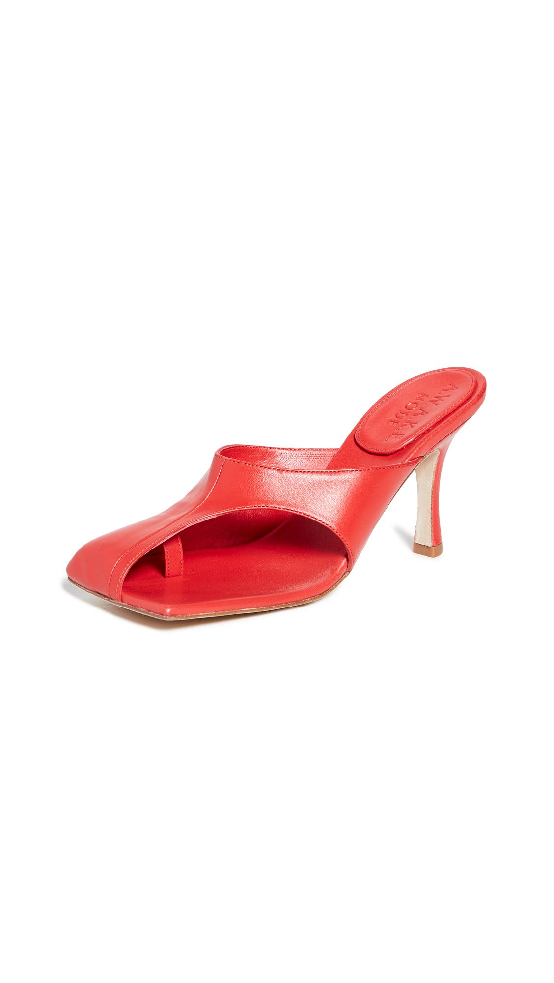 A.W.A.K.E. MODE Asymmetric Mary Mules in Red | Lyst