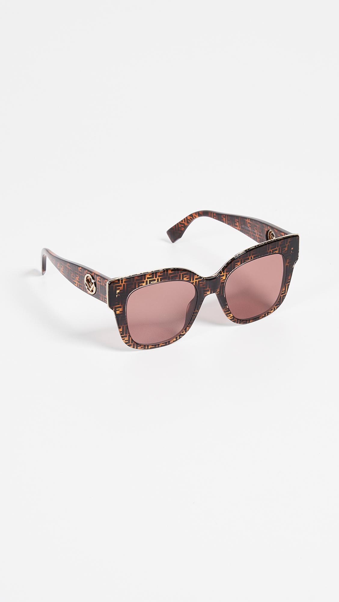 FENDI #42088 Brown Monogram Cat Eye Sunglasses