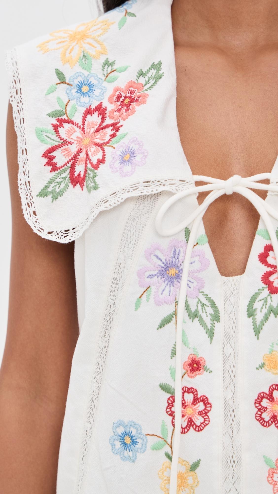 Free People Willow Embroidered Mini Dress in White | Lyst