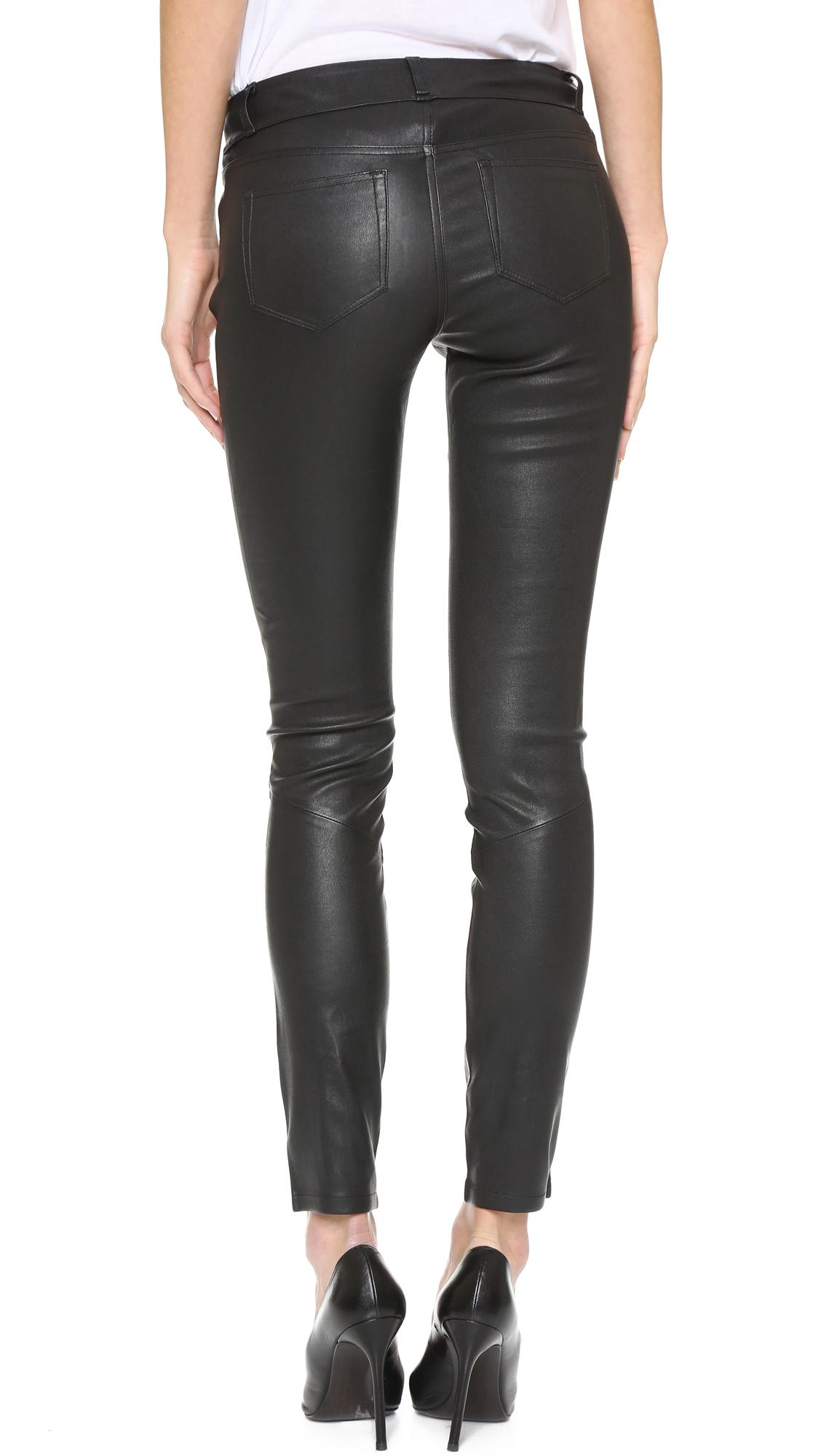 PAIGE Verdugo Leather Pants in Black | Lyst