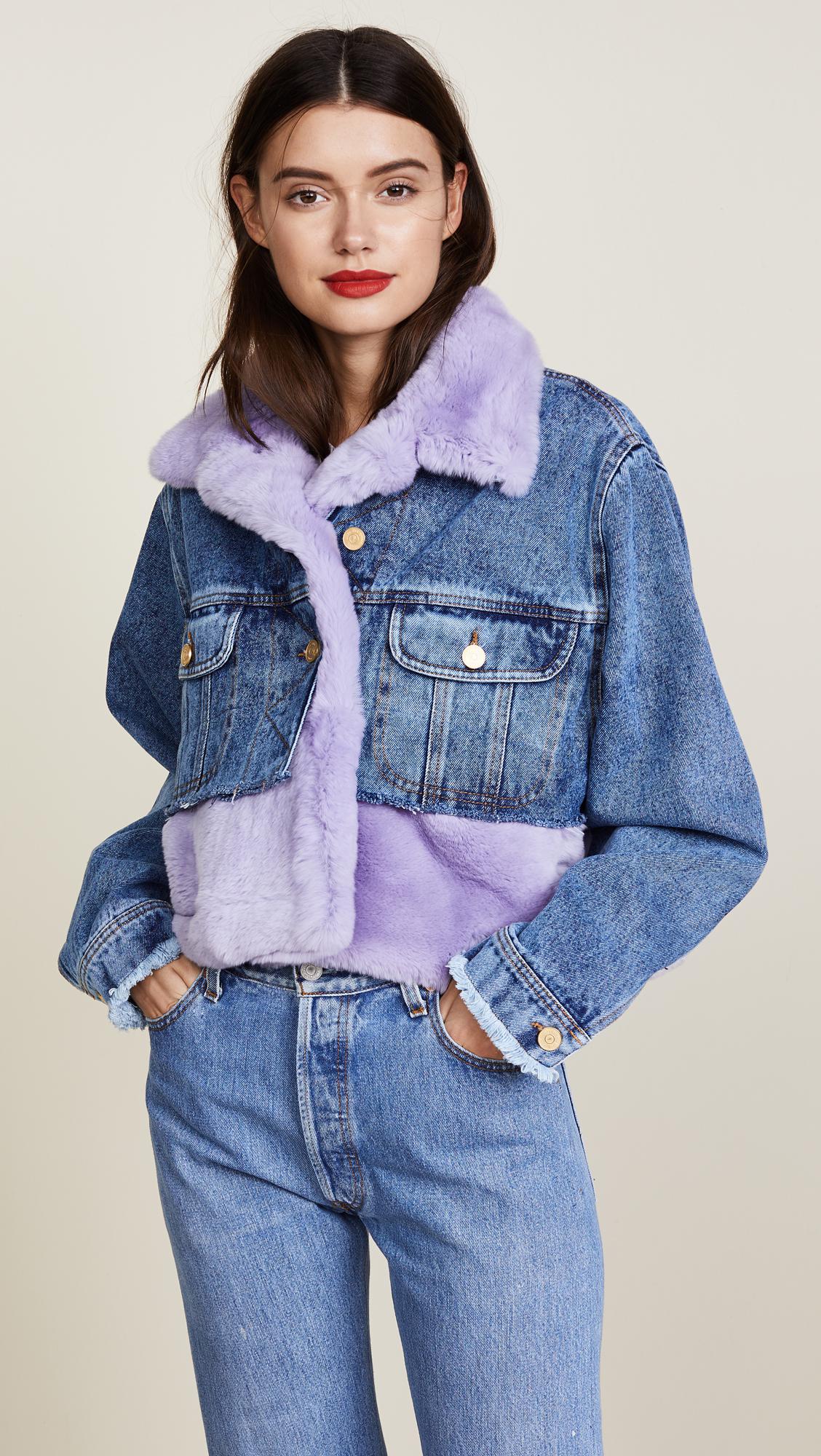 cropped lilac denim jacket