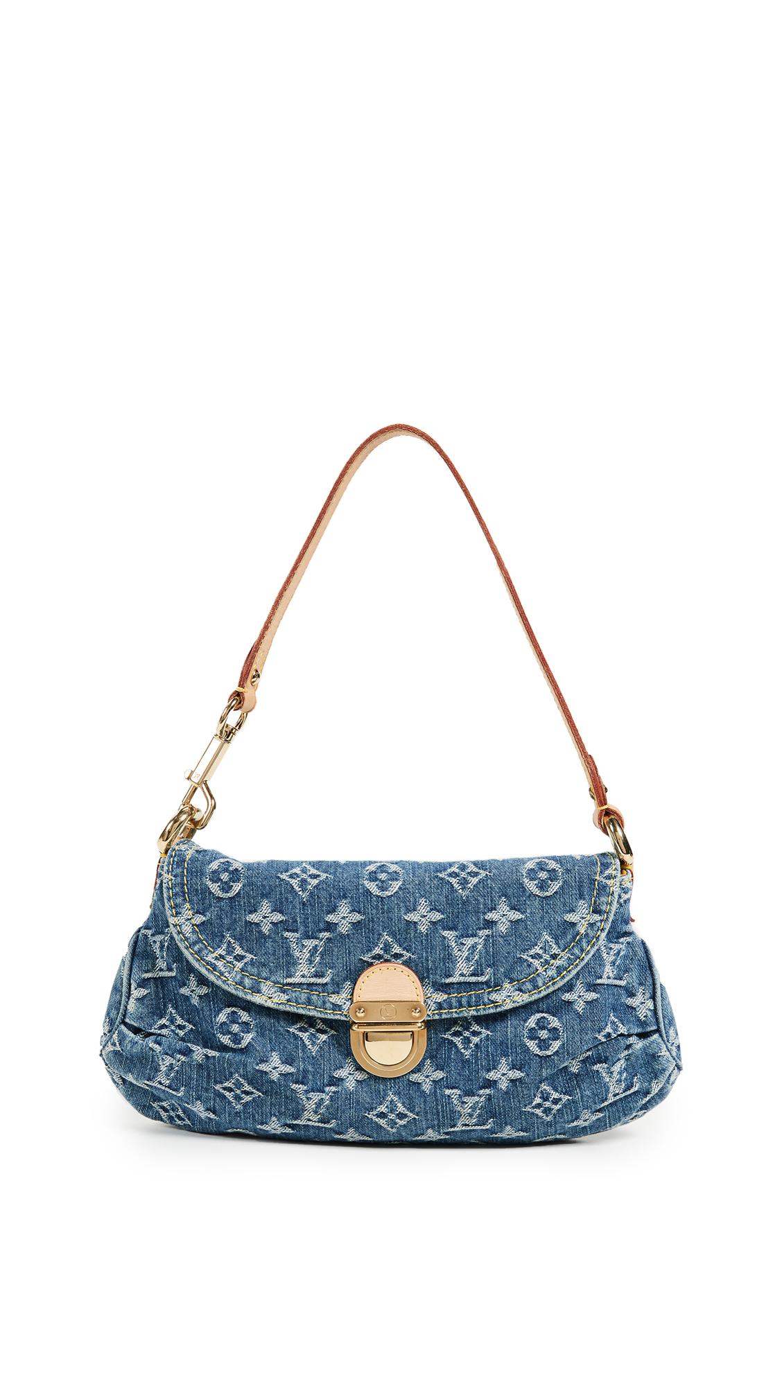 What Goes Around Comes Around Louis Vuitton Monogram Denim Flat Shopper Tote  in Blue