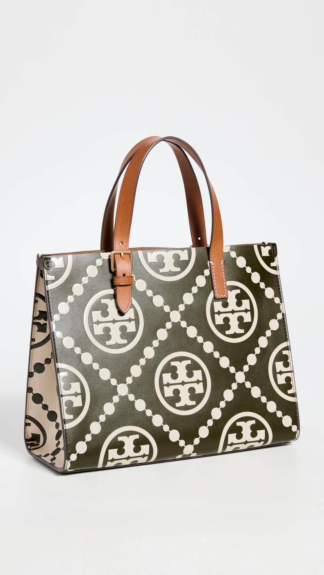Tory Burch Leather T Monogram Contrast Embossed Small Tote | Lyst