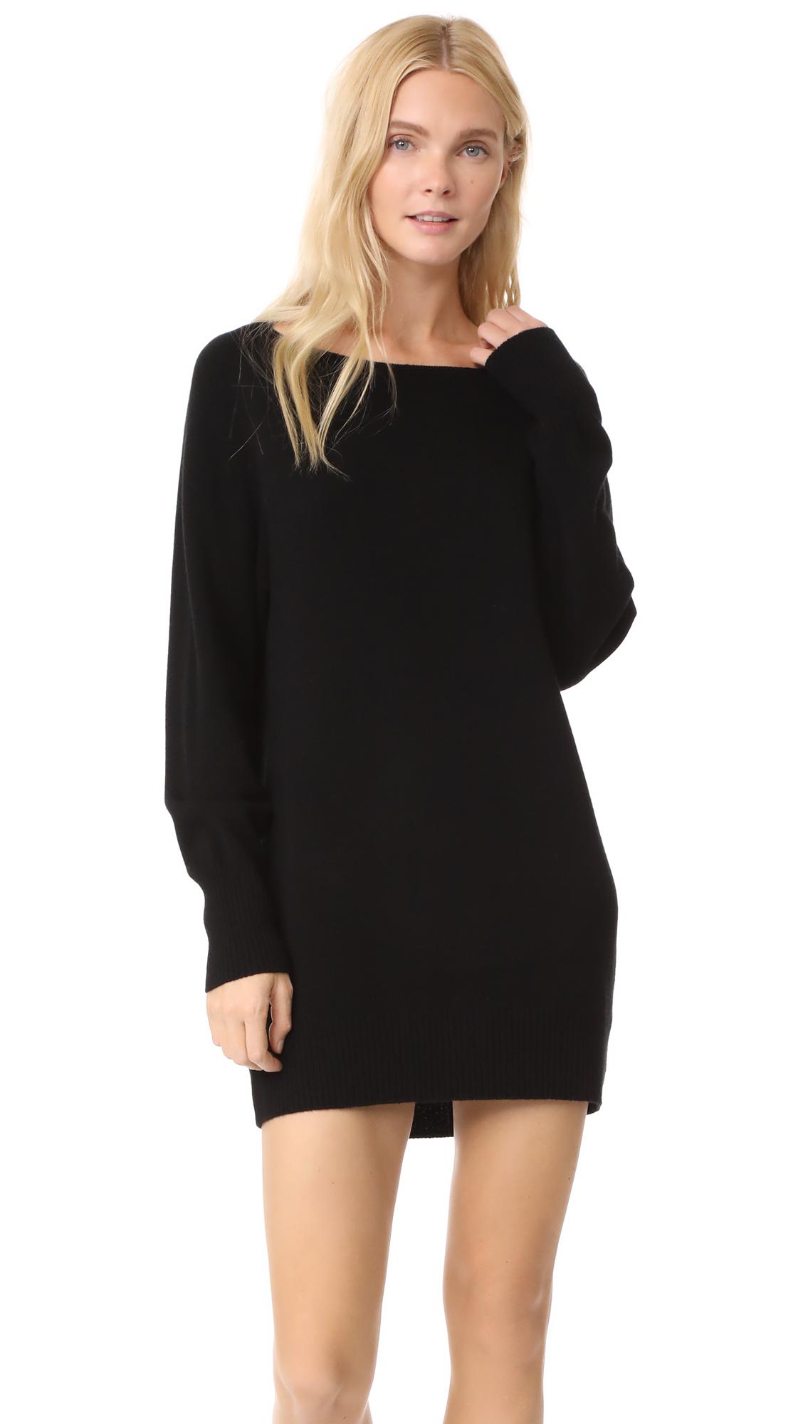 Vince Wool Boat Neck Sweater Dress in Black Lyst