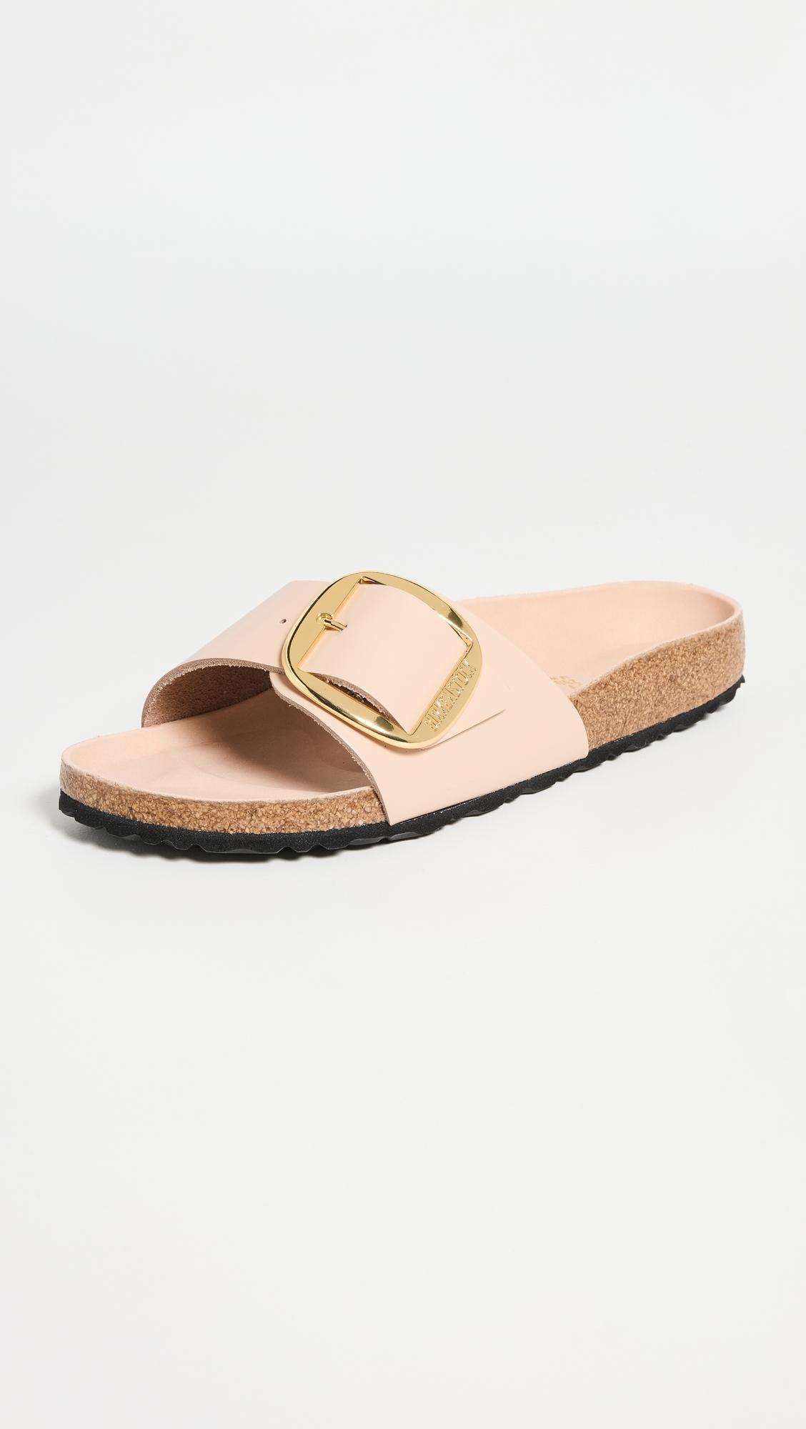 Birkenstock madrid big buckle metallic rose gold deals