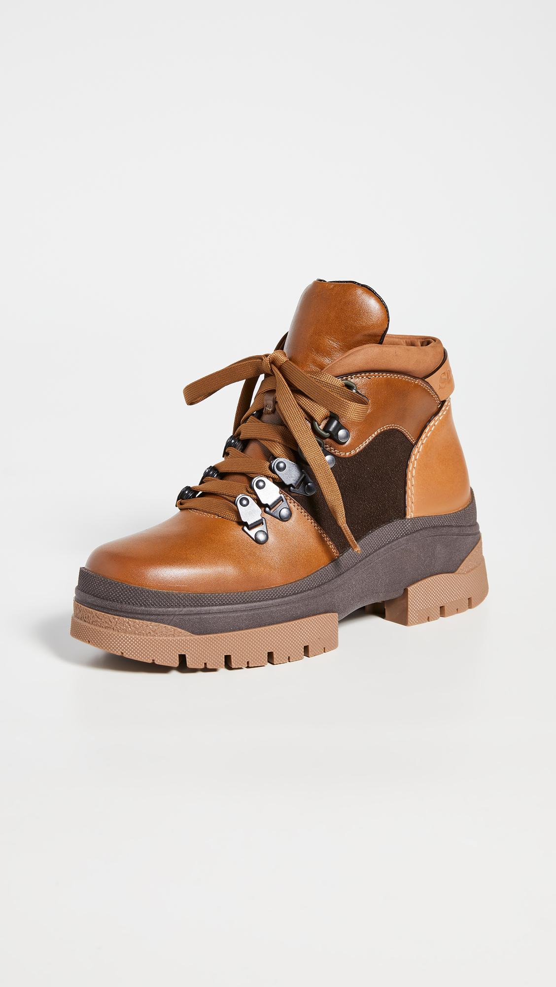 See By Chloé Aure Flat Hiker Boots in Natural | Lyst