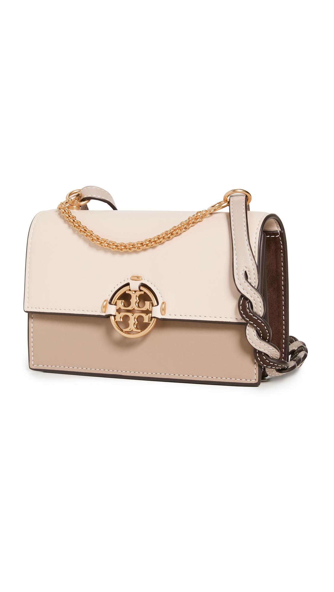 Tory Burch Miller Leather Clutch - Almond Flour/Gold