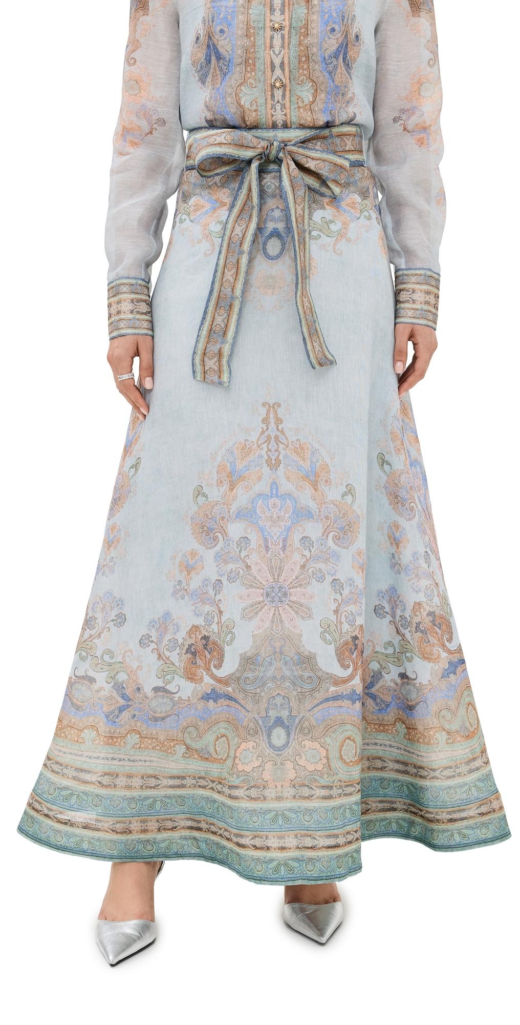 Zimmermann Eden Maxi Skirt in Gray | Lyst