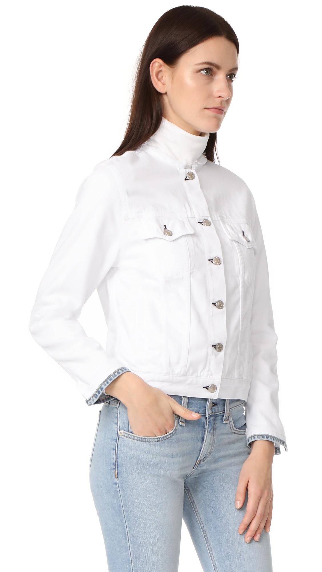 Rag & Bone Collarless Denim Jacket in White Lyst
