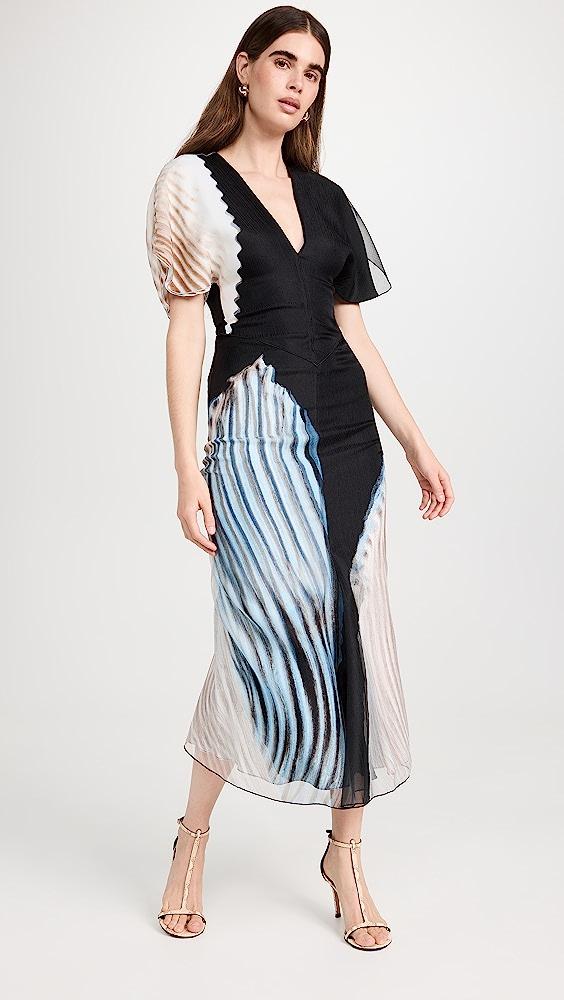 Victoria Beckham Ruched Back Midi Dress in Blue | Lyst